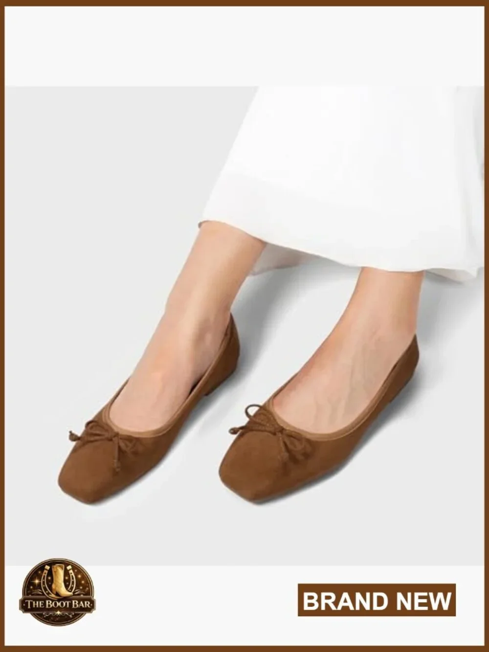 Square Toe Ballet Flats with Bow, Slip On, Cushioned Insole, Size 6-11
